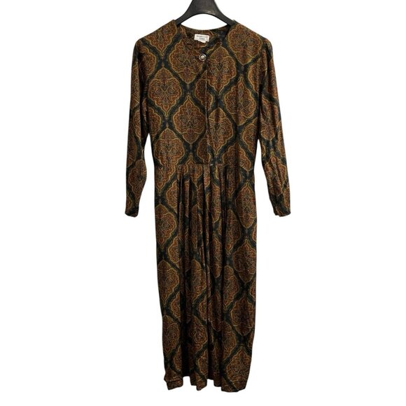 Vintage Harvest Time Maxi Dress Dark Floral Paisley Cottagecore Prairie Grunge‎ - Picture 1 of 6